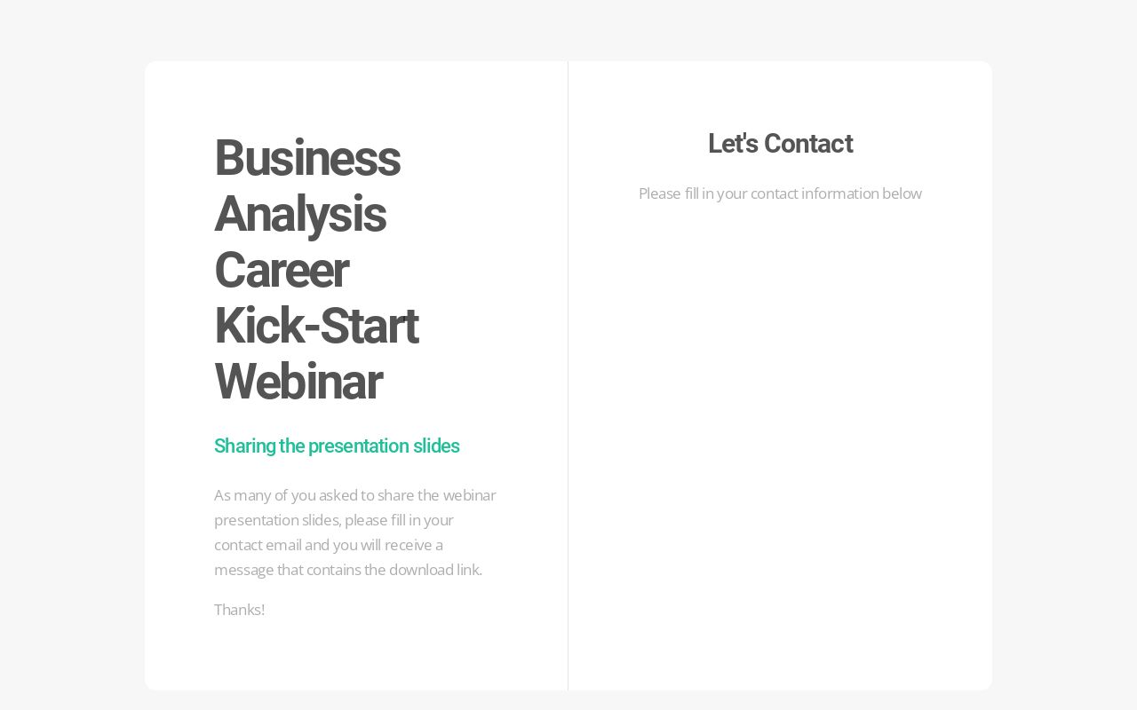 BA Career KickStart Webinar
